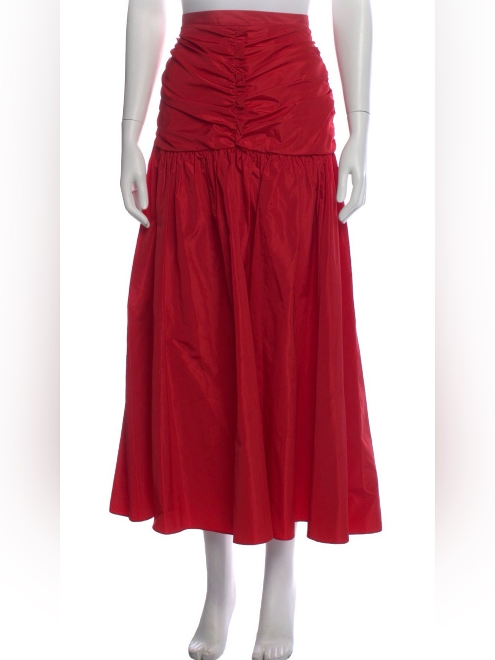 Stella McCartney Red Maxi Skirt with Gathered Waist